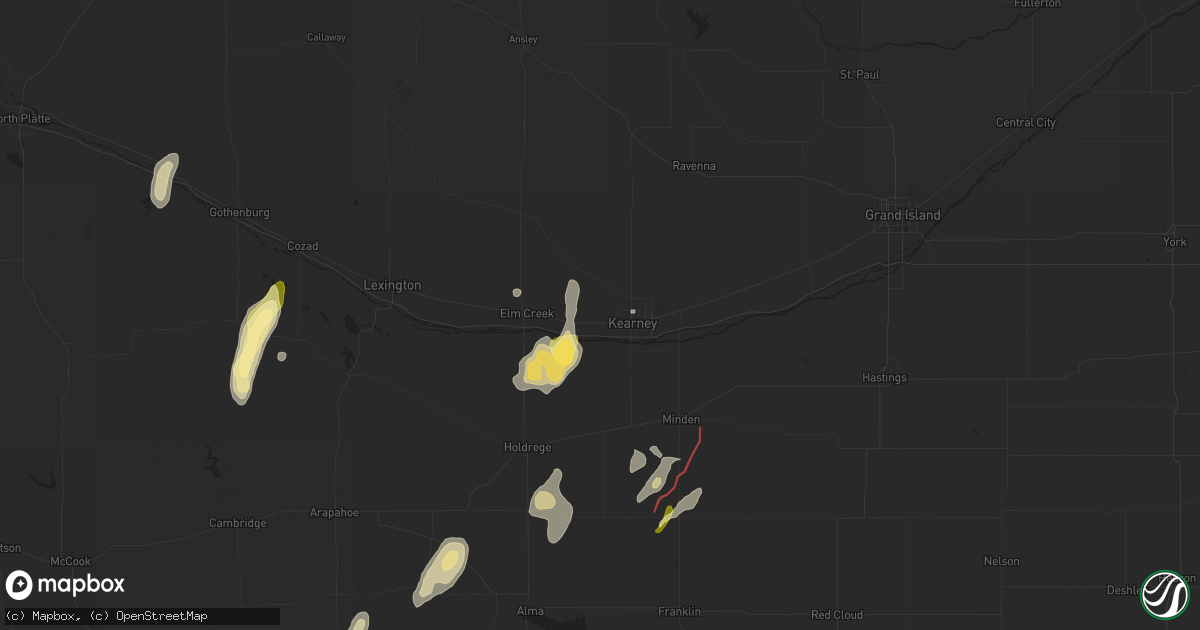 Hail map in Kearney, NE on October 12, 2023