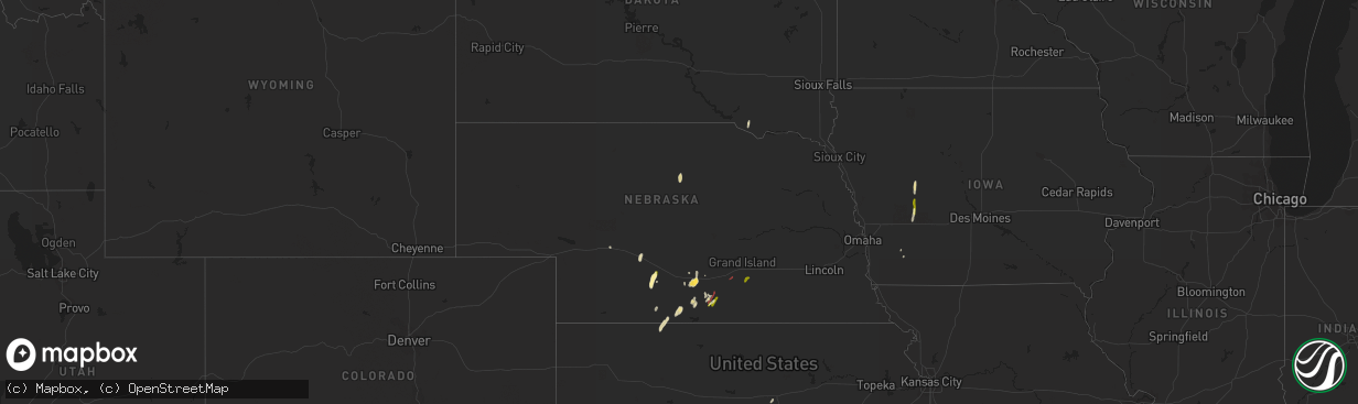 Hail map in Nebraska on October 12, 2023
