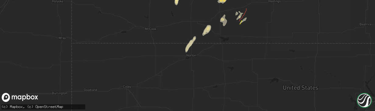 Hail map in Norton, KS on October 12, 2023