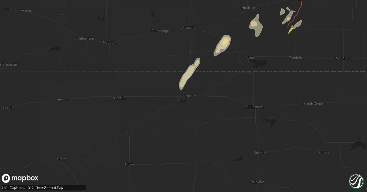 Hail map in Norton, KS on October 12, 2023