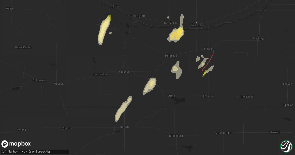 Hail map in Oxford, NE on October 12, 2023