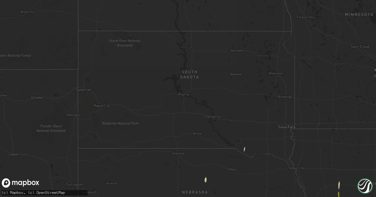 Hail map in South Dakota on October 12, 2023