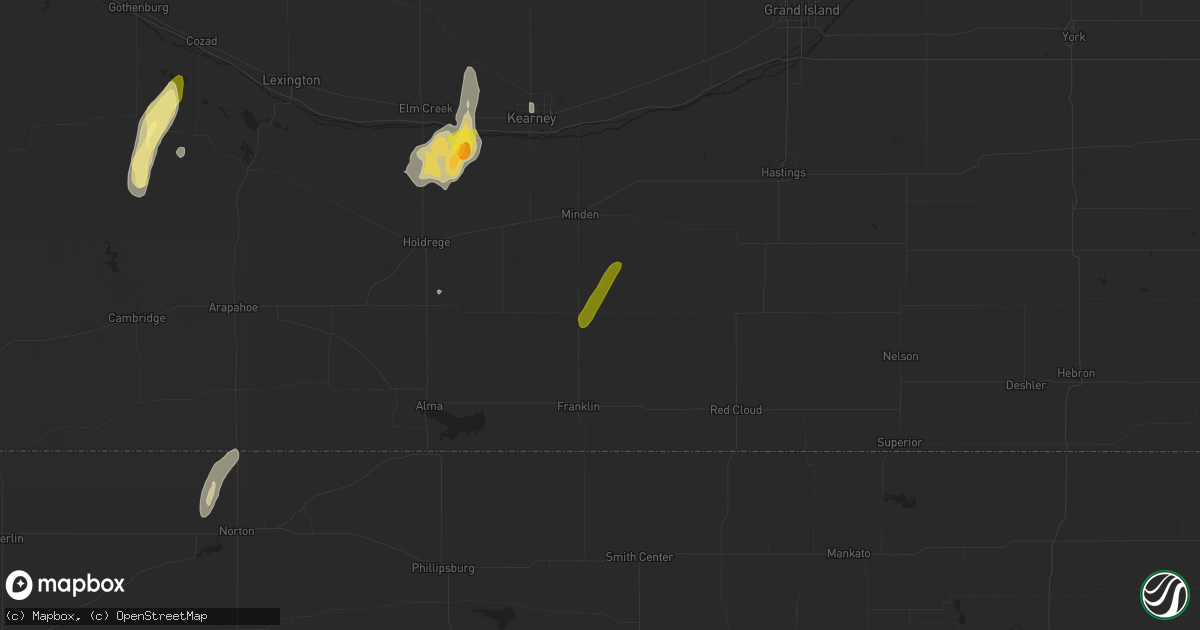 Hail map in Upland, NE on October 12, 2023