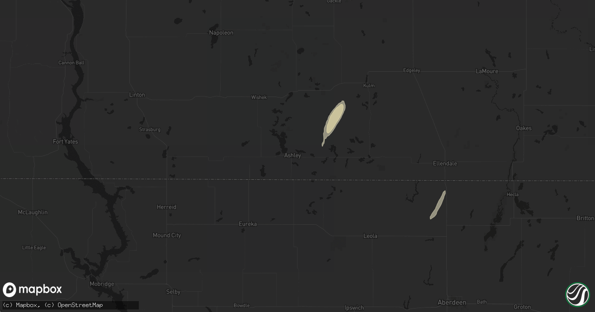 Hail map in Ashley, ND on October 12, 2026