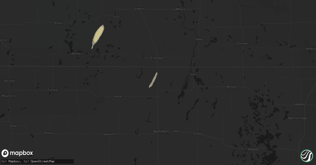 Hail map in Frederick, SD on October 12, 2026
