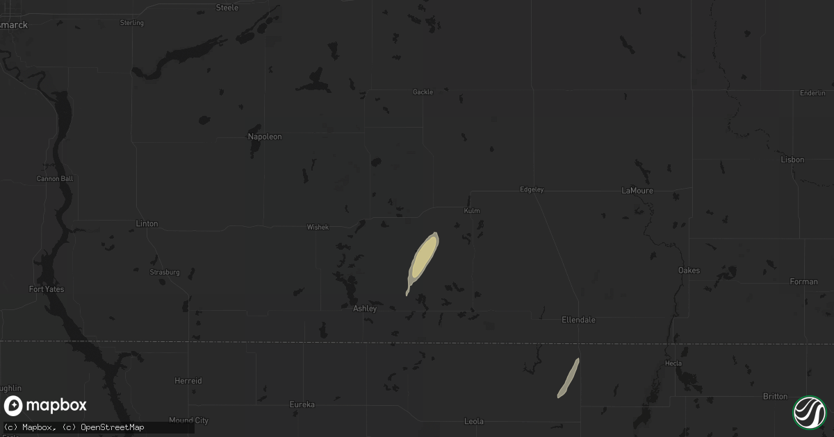 Hail map in Fredonia, ND on October 12, 2026