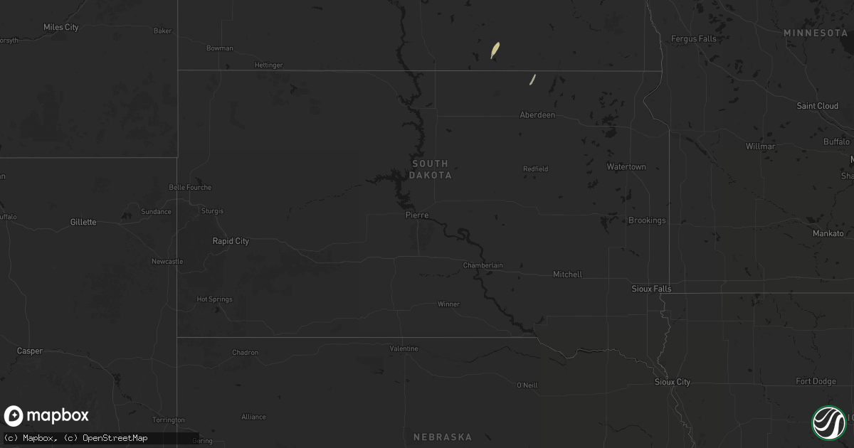 Hail map in South Dakota on October 12, 2026
