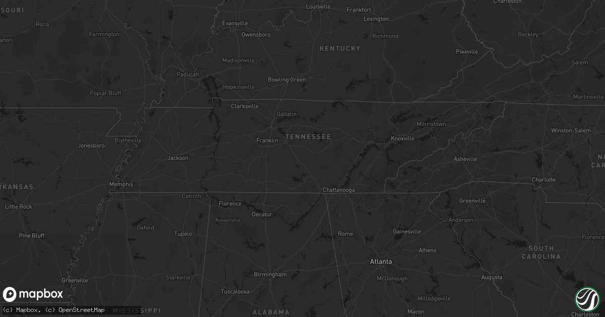 Hail map in Tennessee on October 12, 2026