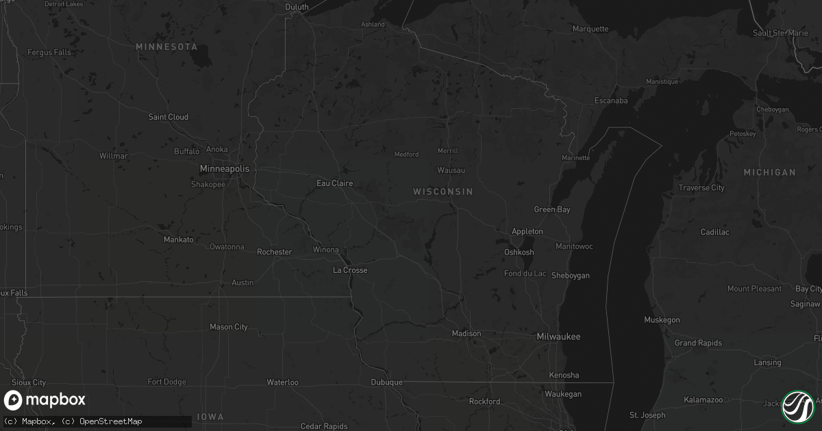 Hail map in Wisconsin on October 12, 2026