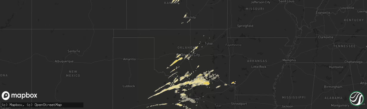 Hail map in Oklahoma on October 13, 2012