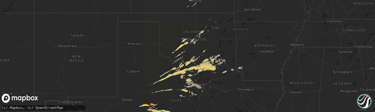 Hail map on October 13, 2012