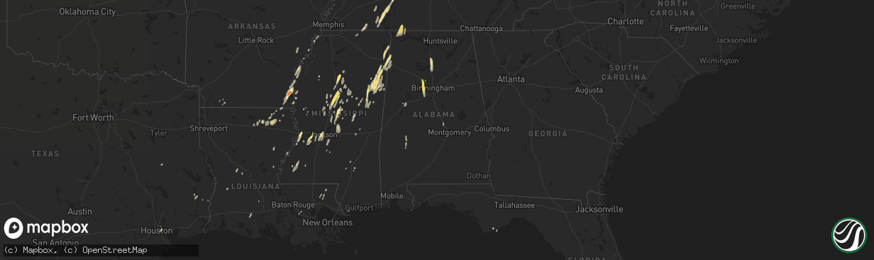 Hail map in Alabama on October 13, 2014