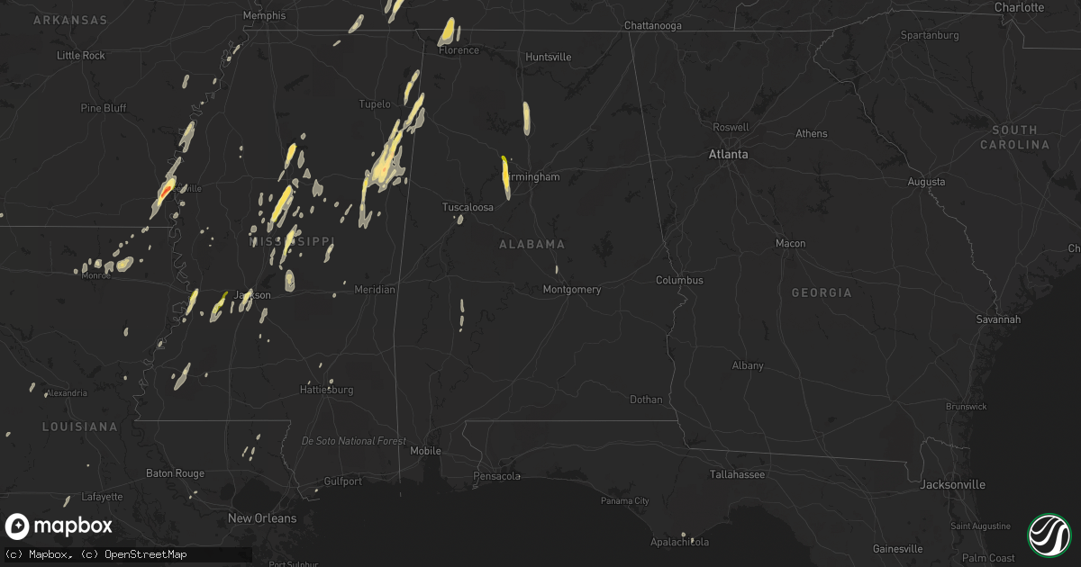 Hail map in Alabama on October 13, 2014