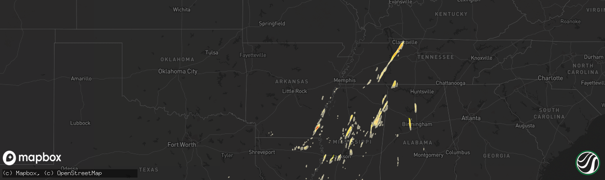 Hail map in Arkansas on October 13, 2014