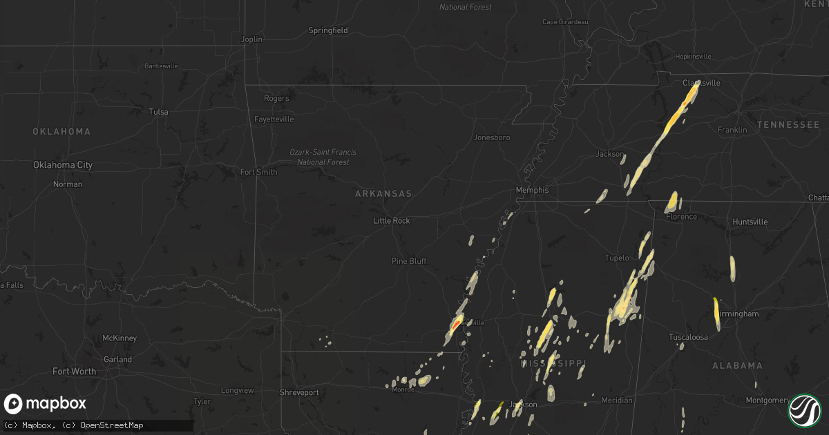 Hail map in Arkansas on October 13, 2014