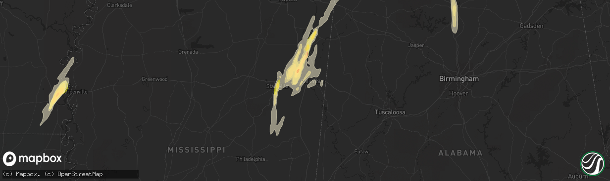 Hail map in Columbus, MS on October 13, 2014