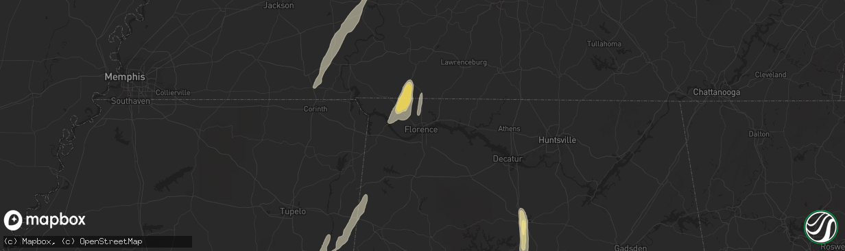 Hail map in Florence, AL on October 13, 2014