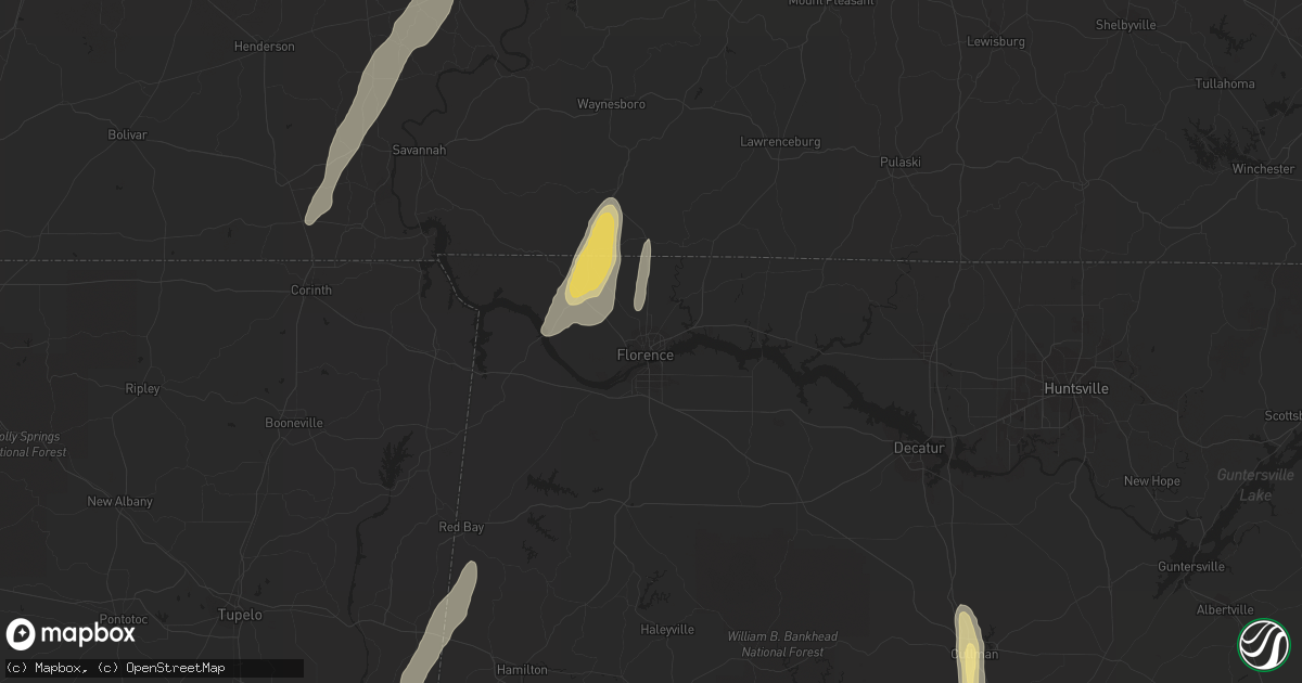 Hail map in Florence, AL on October 13, 2014