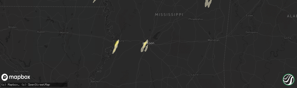 Hail map in Jackson, MS on October 13, 2014