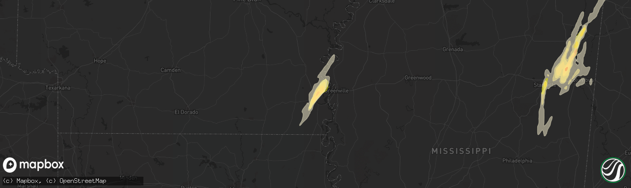 Hail map in Lake Village, AR on October 13, 2014