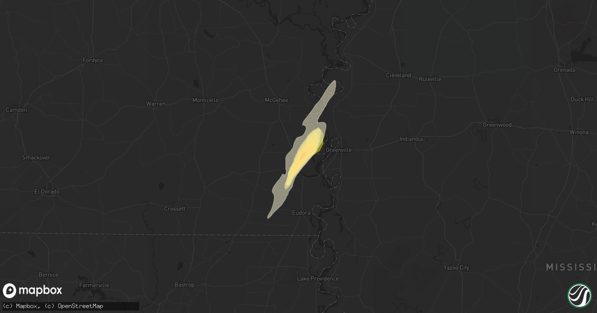 Hail map in Lake Village, AR on October 13, 2014