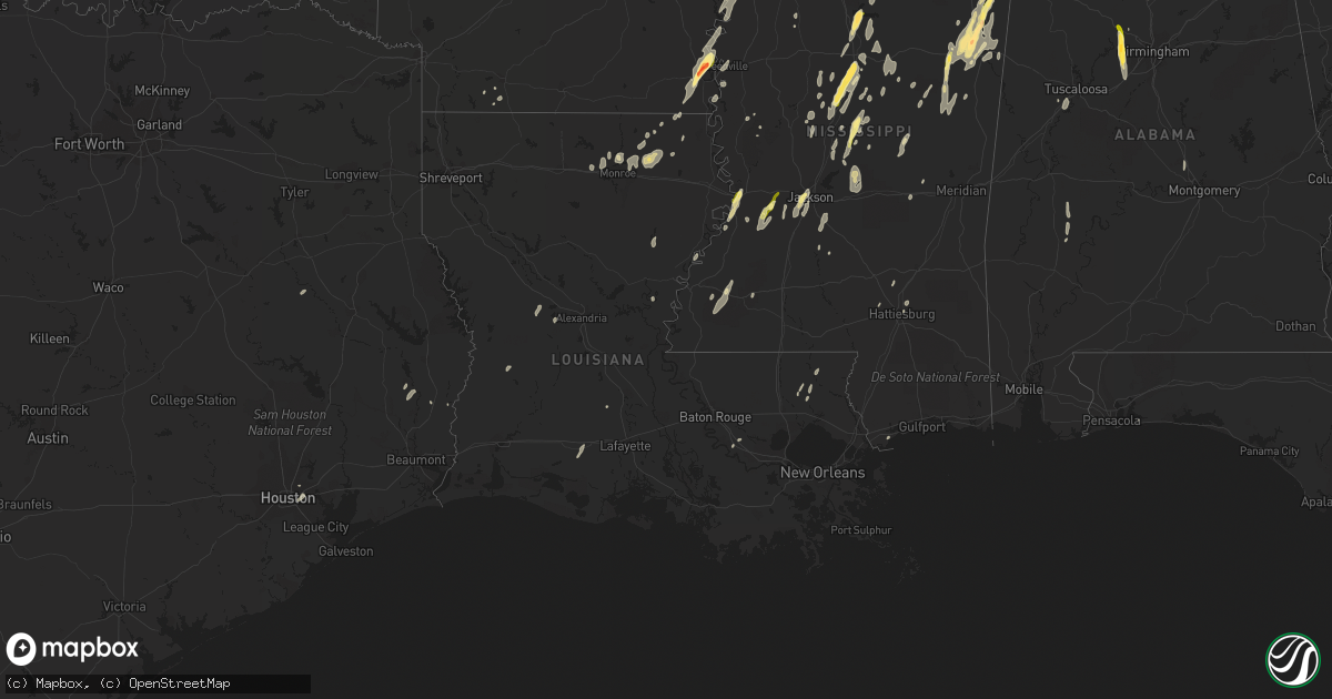 Hail map in Louisiana on October 13, 2014