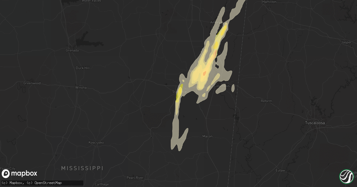 Hail map in Starkville, MS on October 13, 2014
