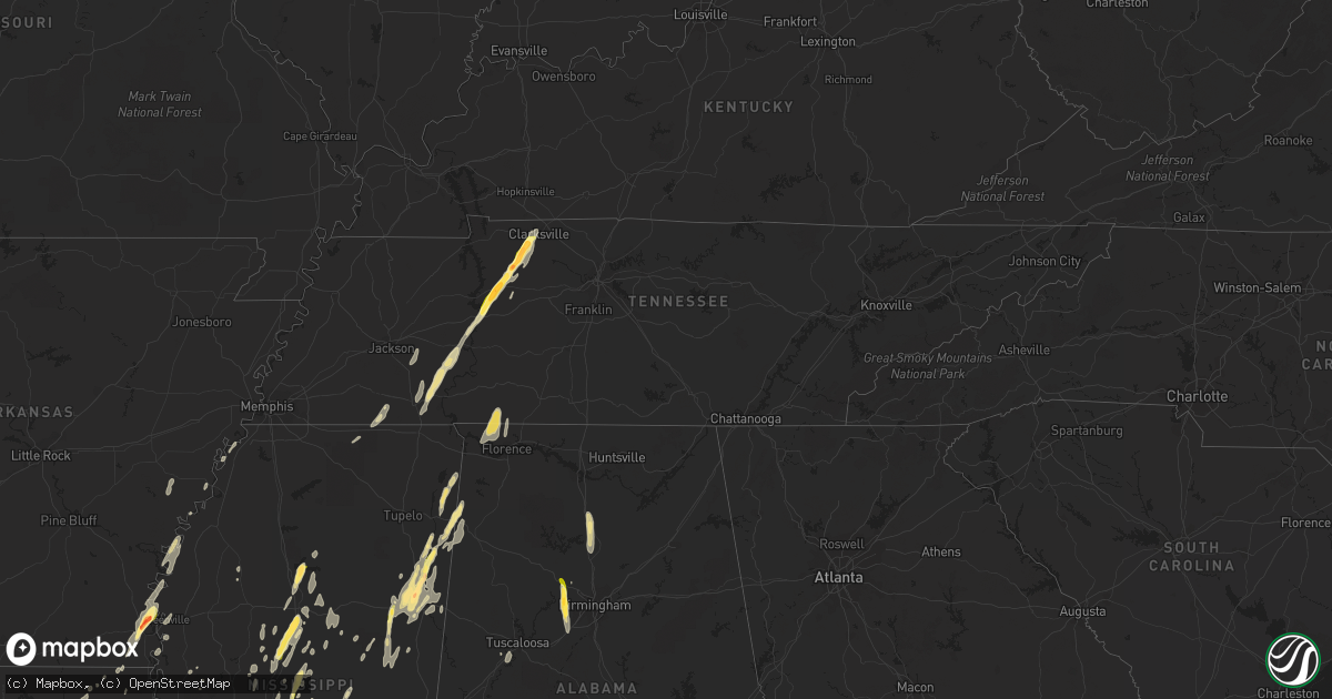 Hail map in Tennessee on October 13, 2014