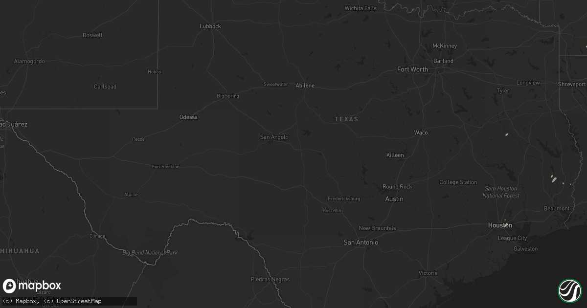 Hail map in Texas on October 13, 2014
