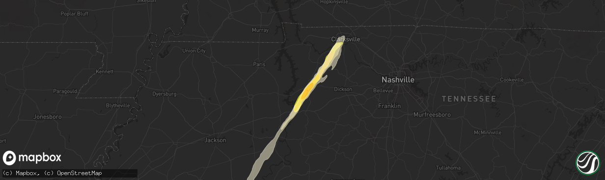 Hail map in Waverly, TN on October 13, 2014