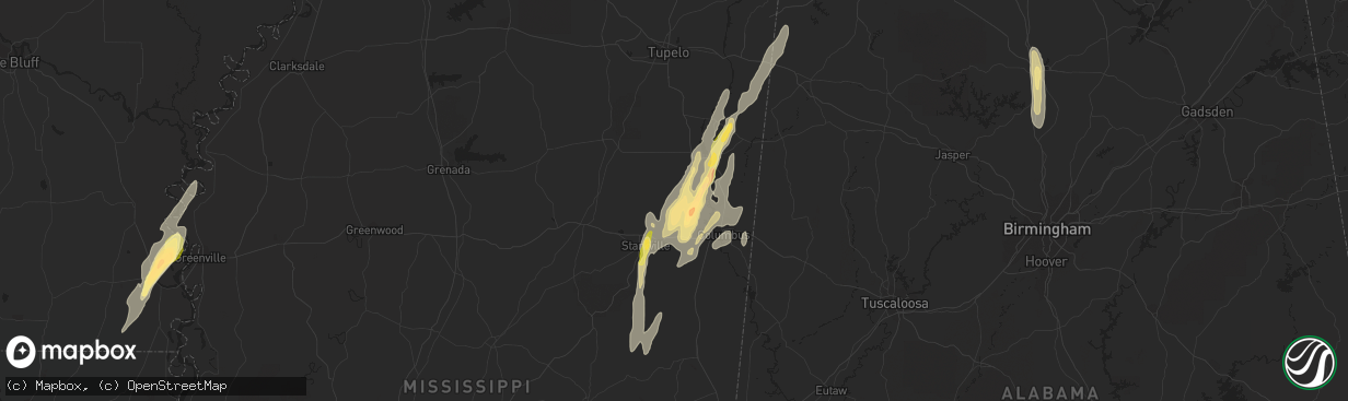 Hail map in West Point, MS on October 13, 2014