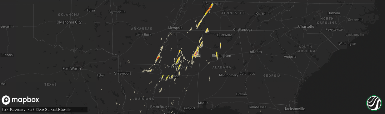 Hail map on October 13, 2014