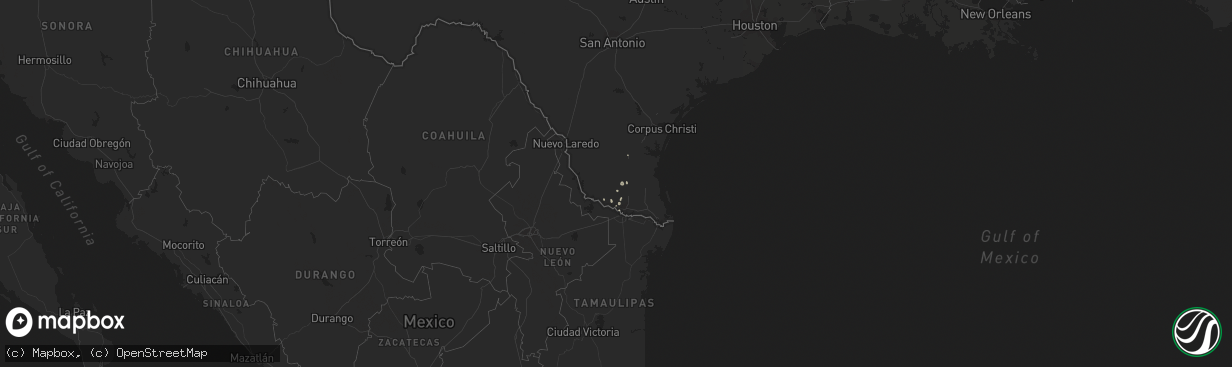 Hail map in Texas on October 13, 2015