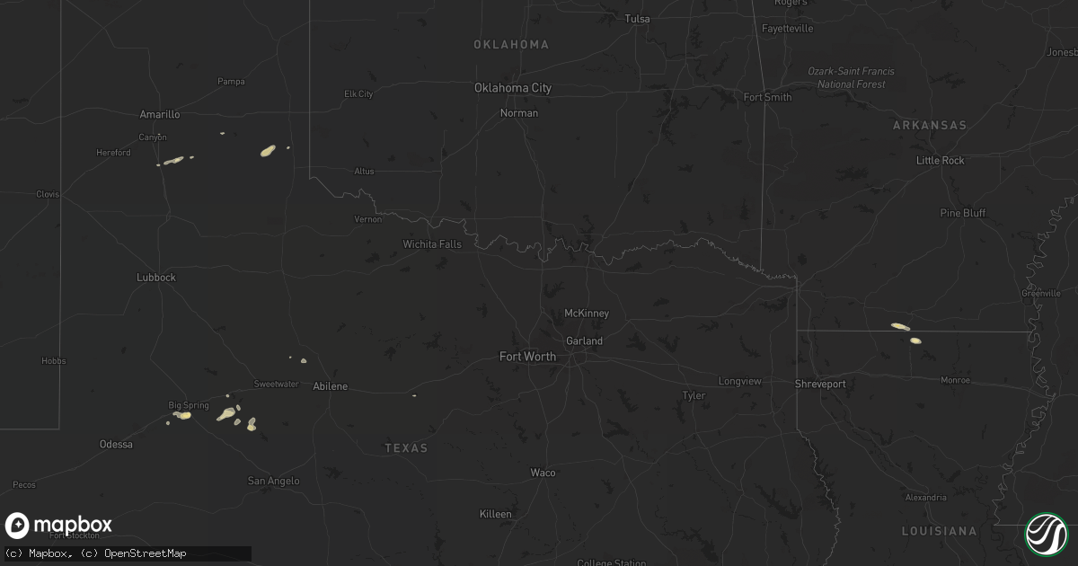 Hail map in Texas on October 13, 2016