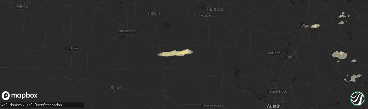 Hail map in Brady, TX on October 13, 2018