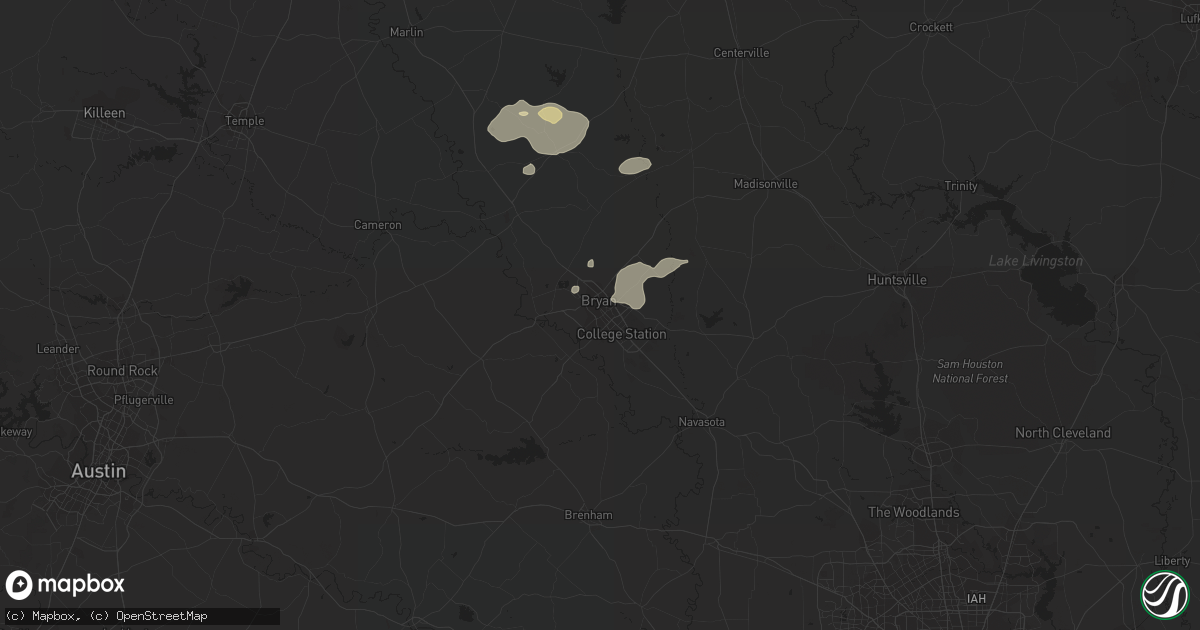 Hail map in Bryan, TX on October 13, 2018