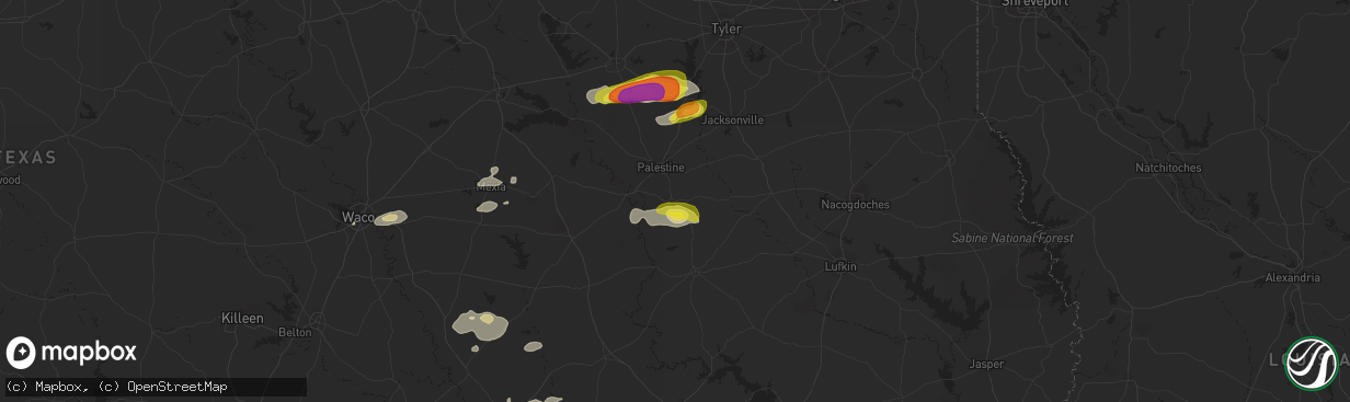 Hail map in Elkhart, TX on October 13, 2018