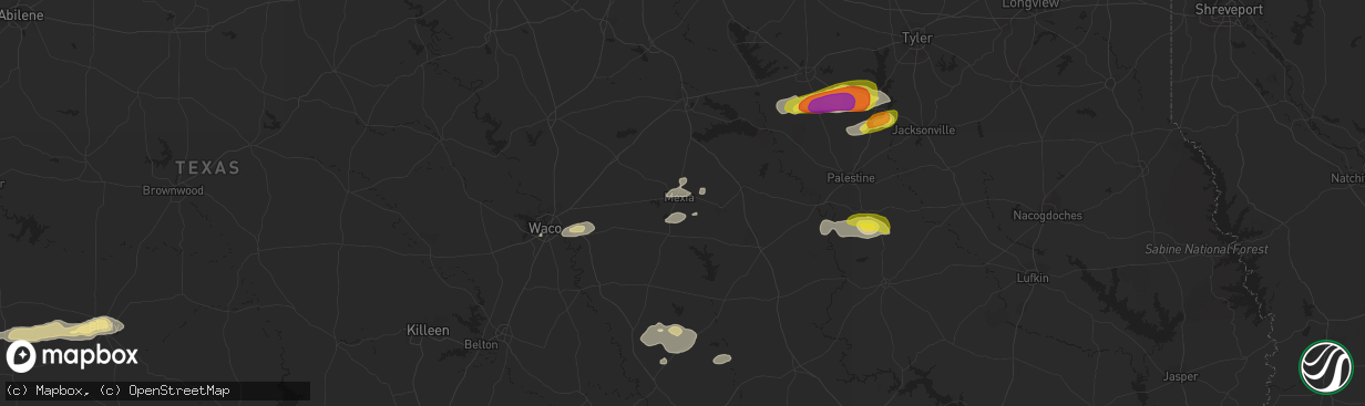 Hail map in Mexia, TX on October 13, 2018