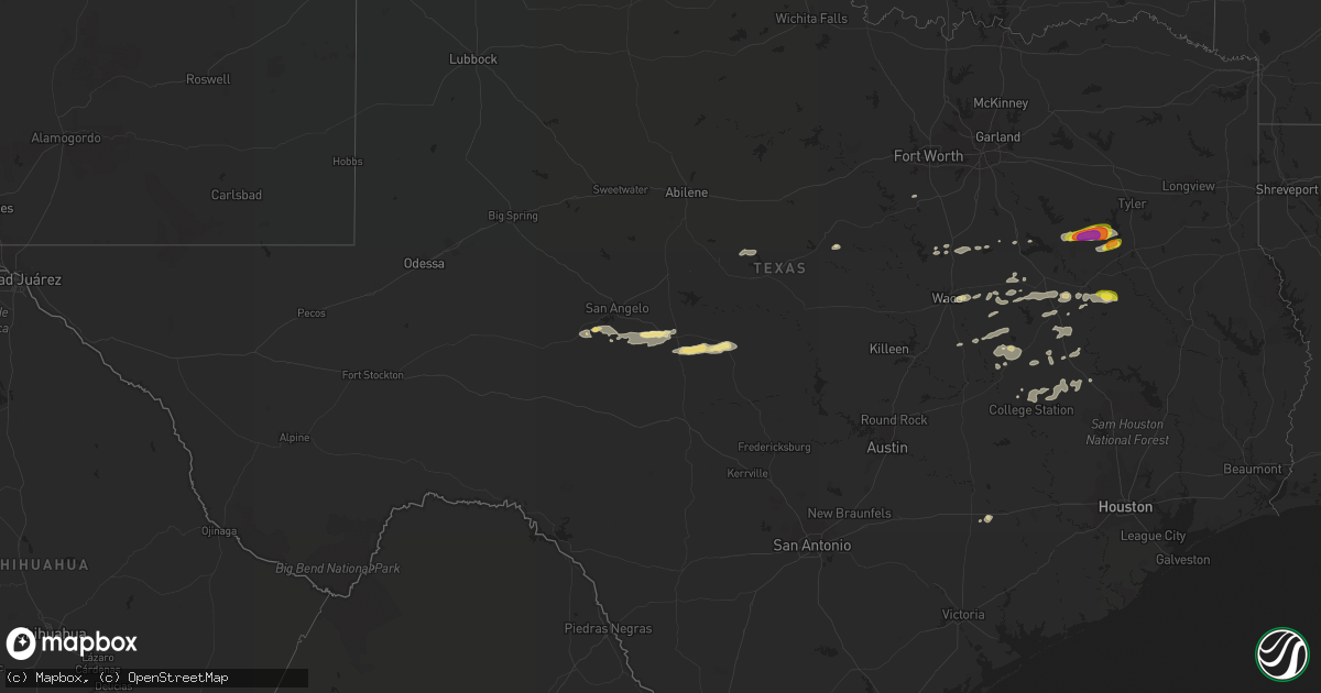 Hail map in Texas on October 13, 2018