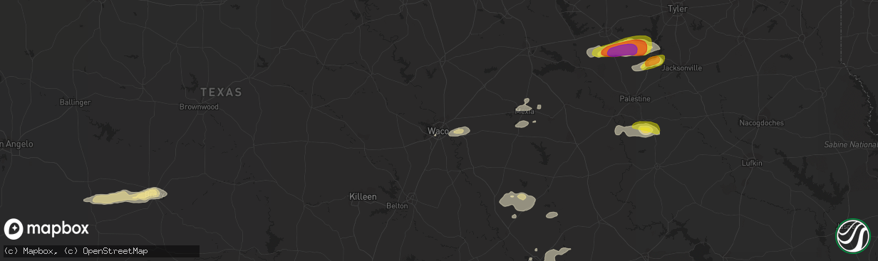 Hail map in Waco, TX on October 13, 2018