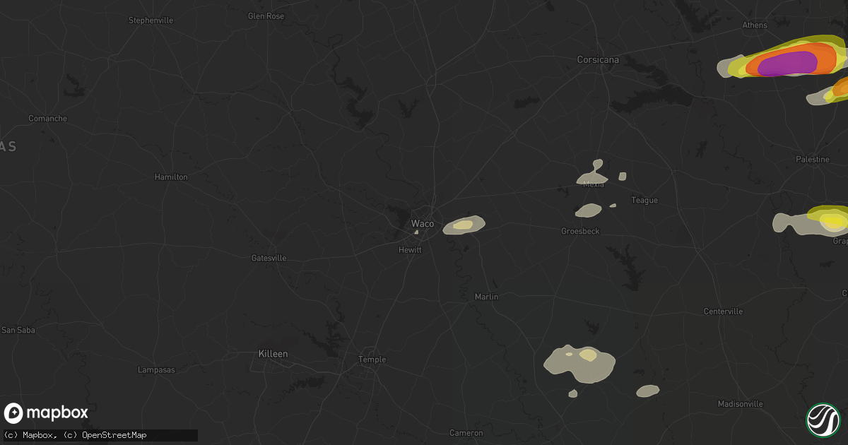 Hail map in Waco, TX on October 13, 2018