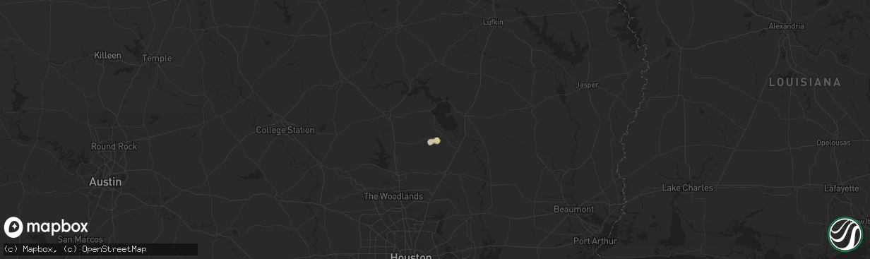 Hail map in Coldspring, TX on October 13, 2024