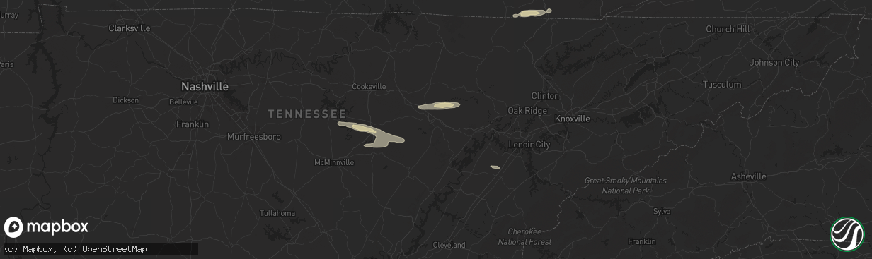 Hail map in Crossville, TN on October 13, 2024