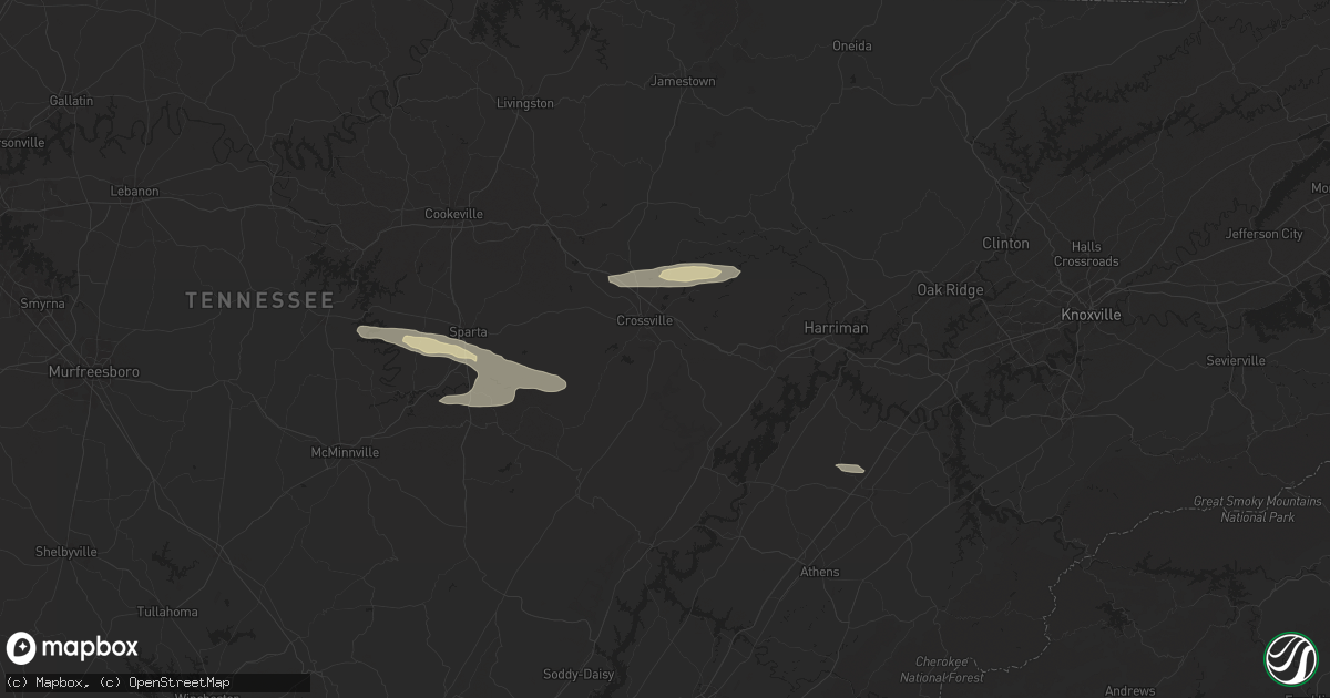 Hail map in Crossville, TN on October 13, 2024