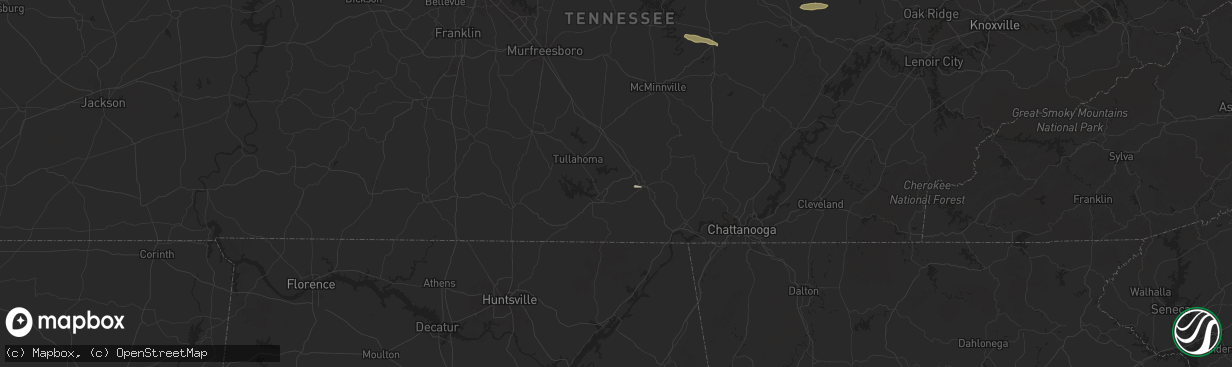 Hail map in Decherd, TN on October 13, 2024