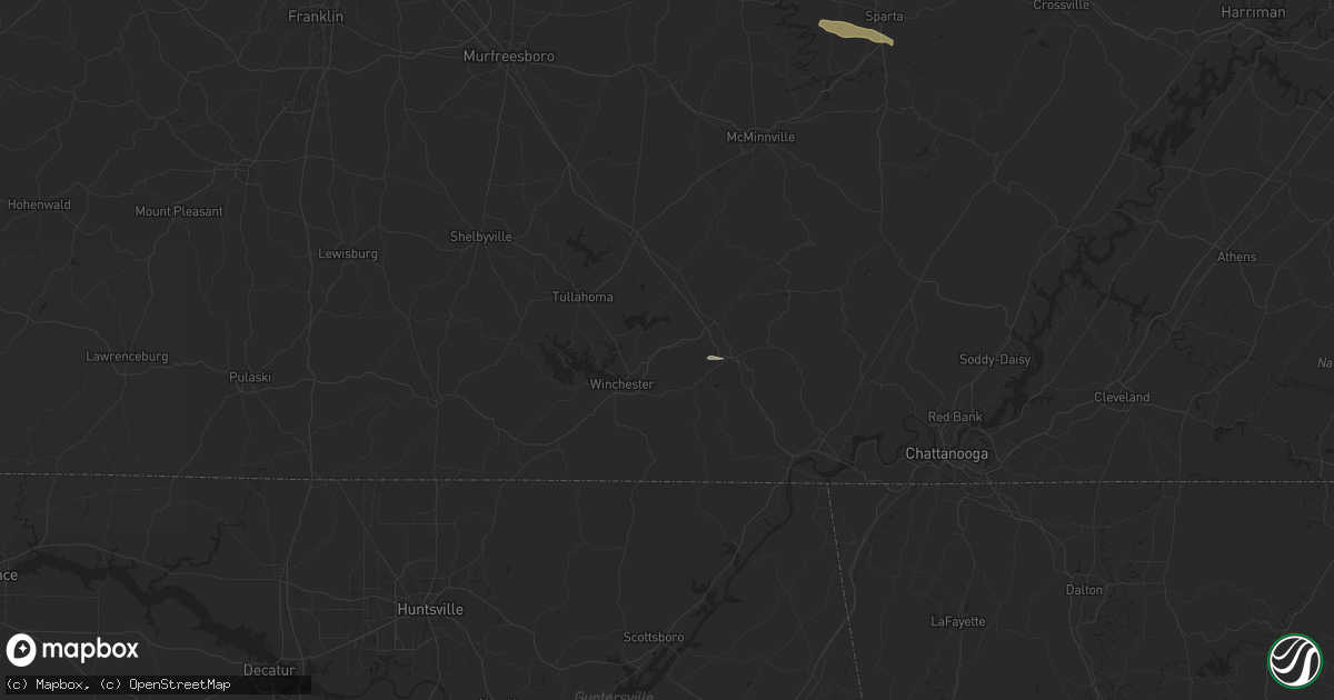 Hail map in Decherd, TN on October 13, 2024