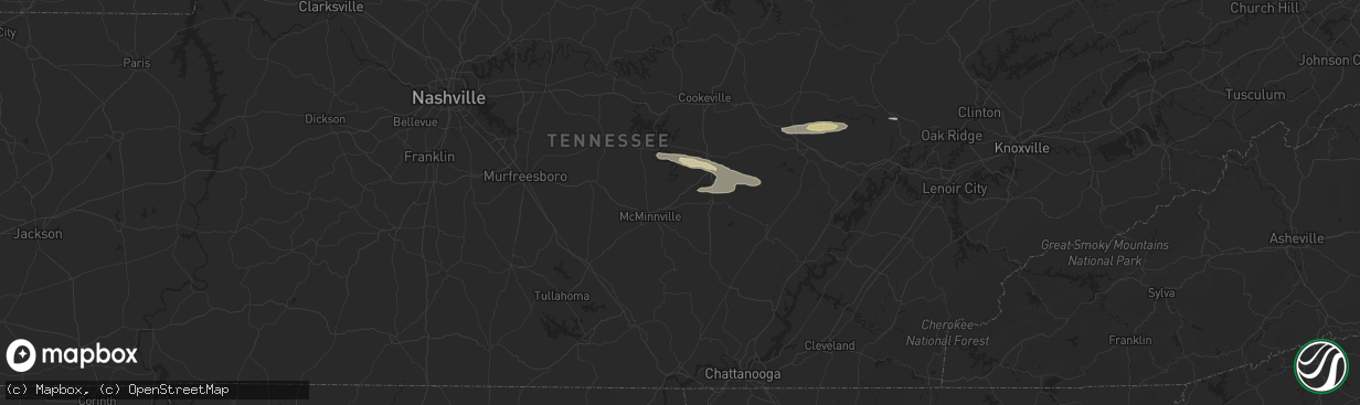 Hail map in Rock Island, TN on October 13, 2024