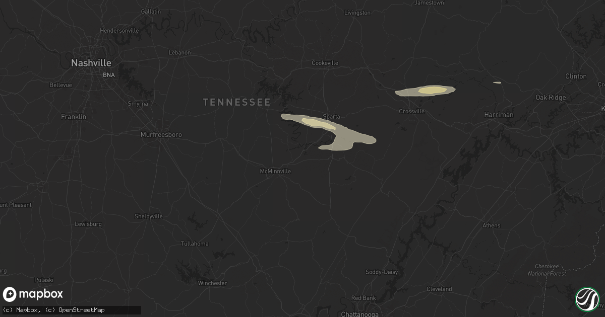 Hail map in Rock Island, TN on October 13, 2024