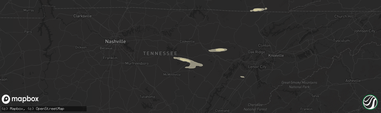 Hail map in Sparta, TN on October 13, 2024