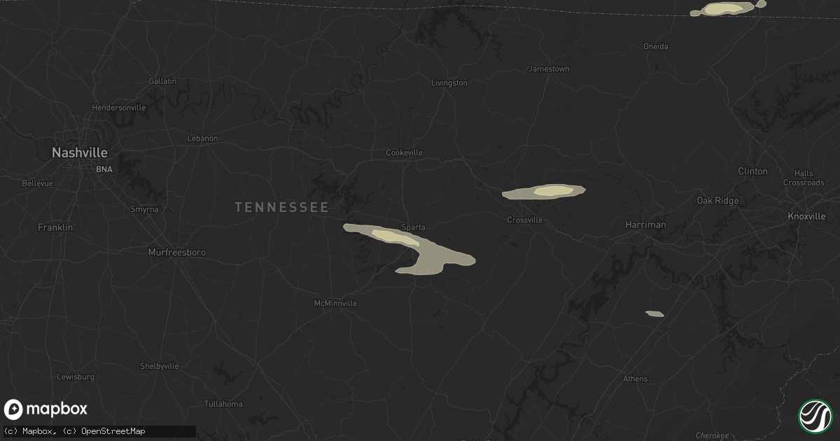 Hail map in Sparta, TN on October 13, 2024